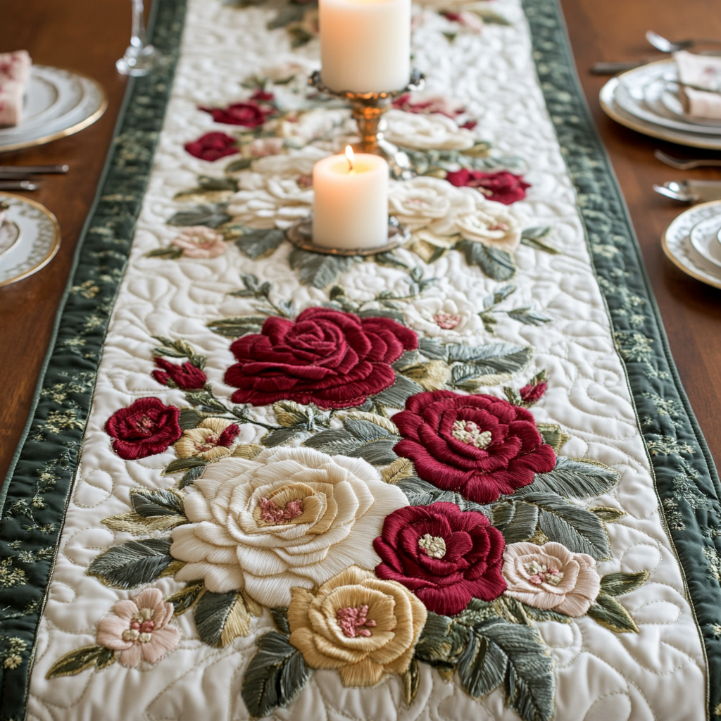 Rustic Romance Quilted Table Runner NCU0VH4377 – Vantique