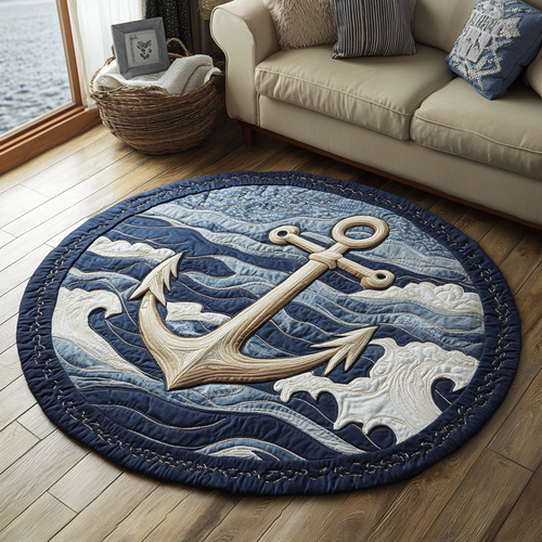 Sailor Anchor Quilted Round Mat NCU0DK5204