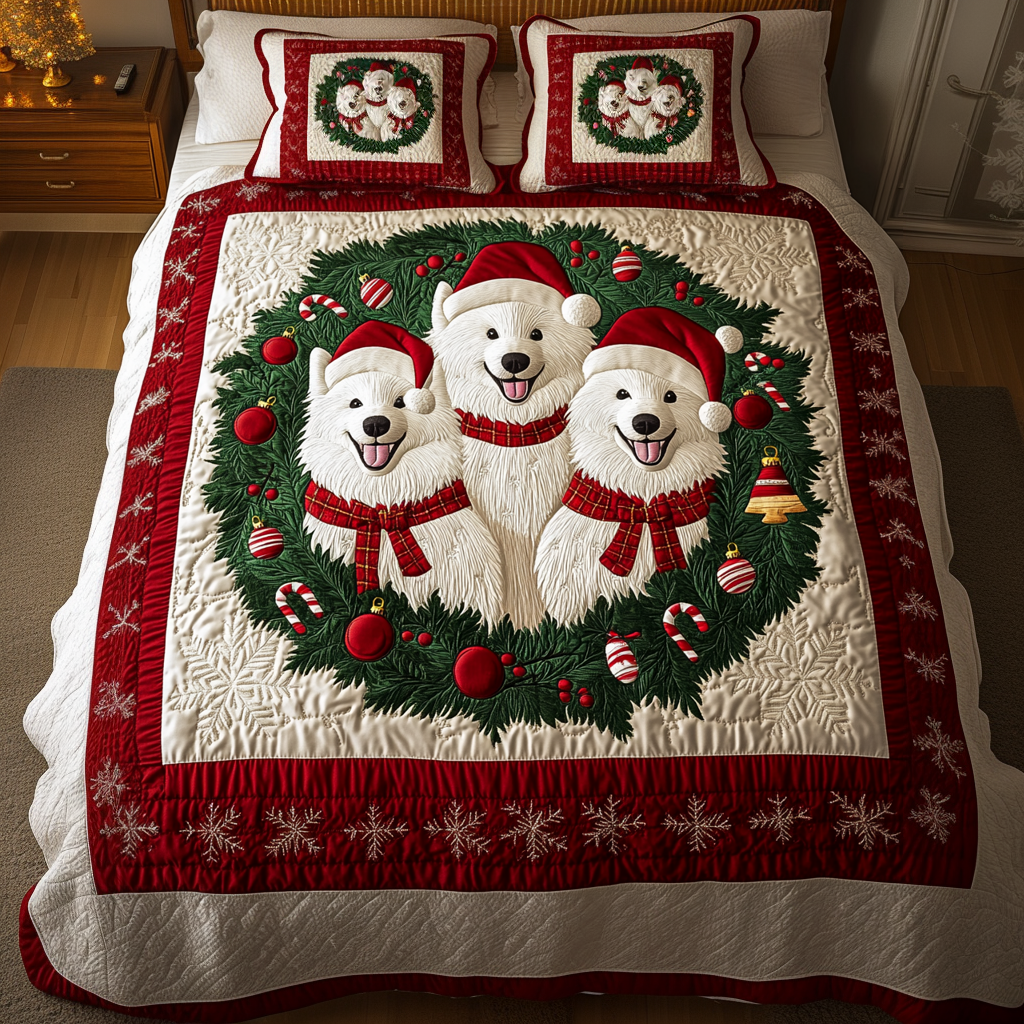 Dreamy Doggos Samoyed Quilted Blanket NCU0PT2331