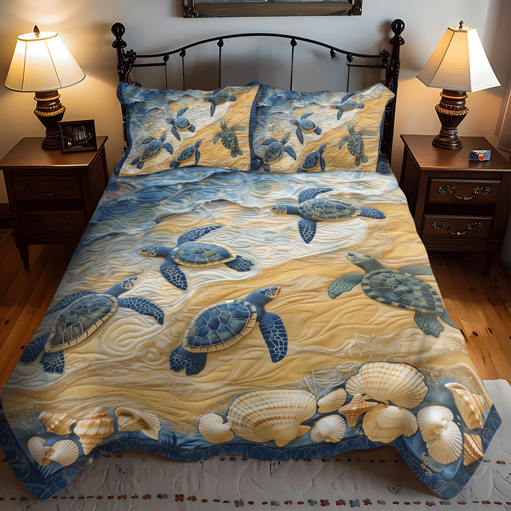 Sand to Sea 3-Piece Quilted Bedding Set NCU0TH1337