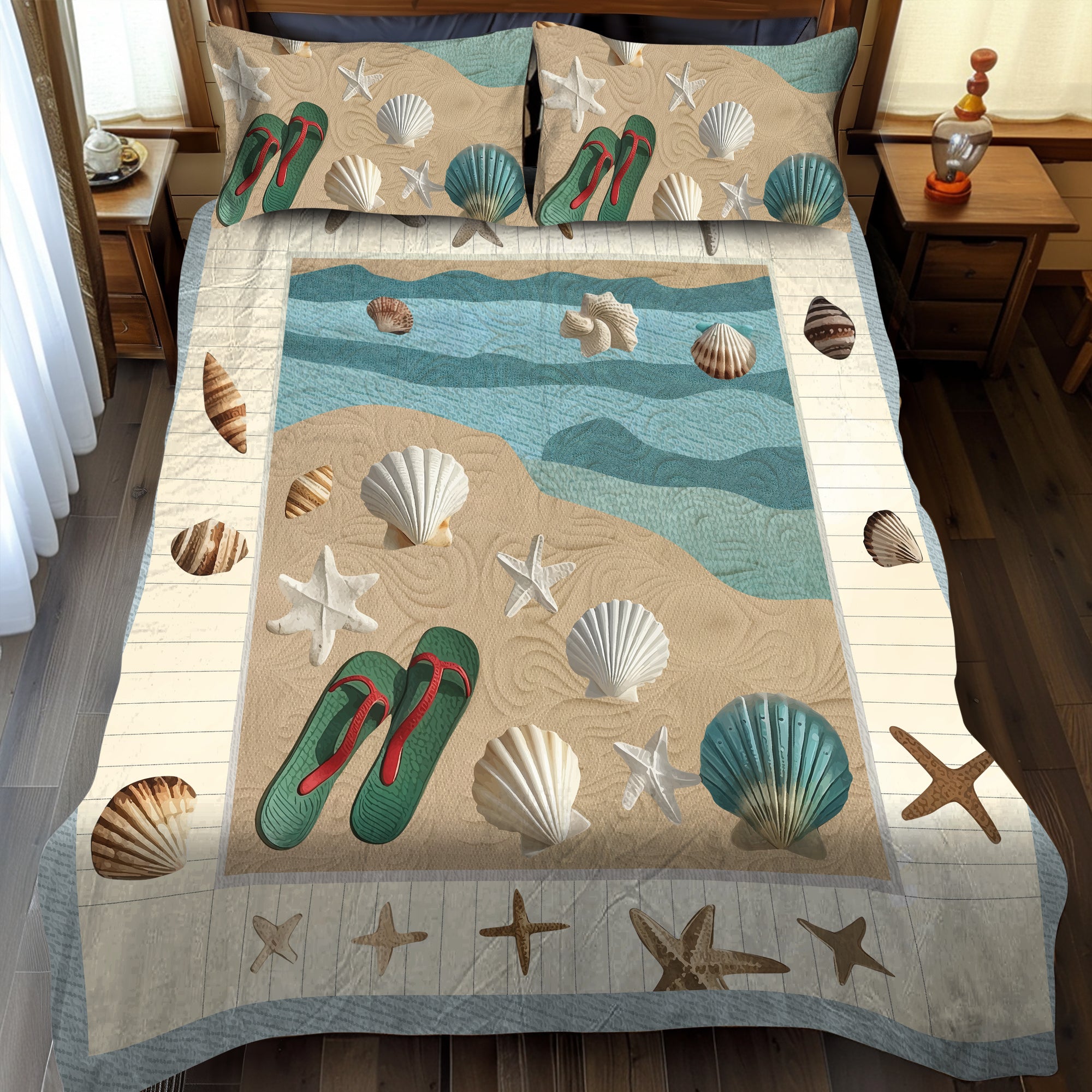 Starry Beach 3-Piece Quilted Bedding Set NCU0NNT278