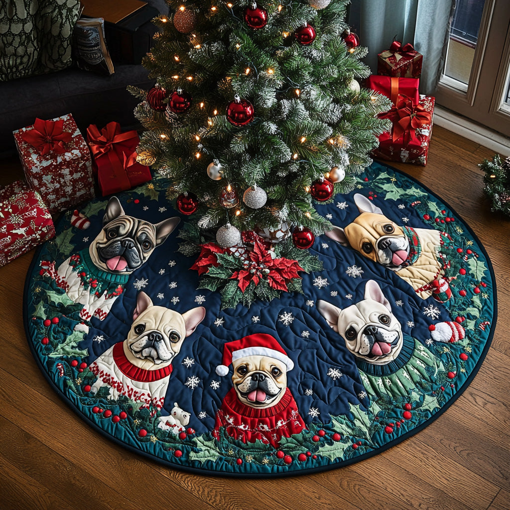 French Bulldog Quilted Christmas Tree Skirt NCU0VT274