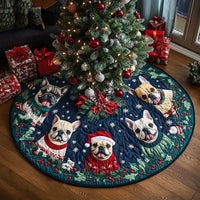 Santa Frenchie Helper Quilted Christmas Tree Skirt NCU0DV7961