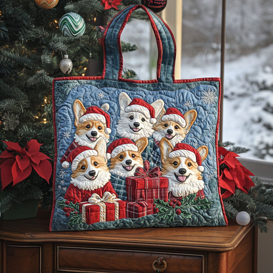 Santa Corgi Quilted Tote Bag NCU0PT9243