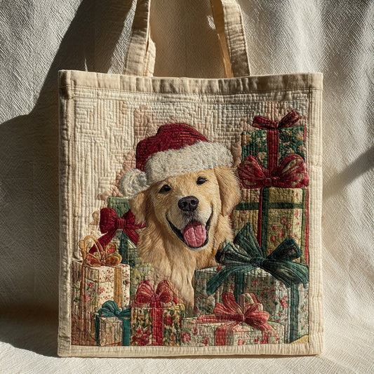 Santa Golden Retriever Quilted Tote Bag NCU0HH211