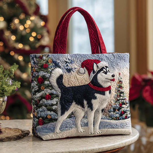 Santa Husky Quilted Tote Bag NCU0NT9720