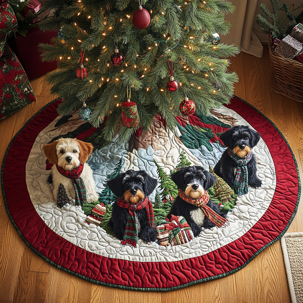 Santa Little Schnauzers Quilted Christmas Tree Skirt NCU0DV7627