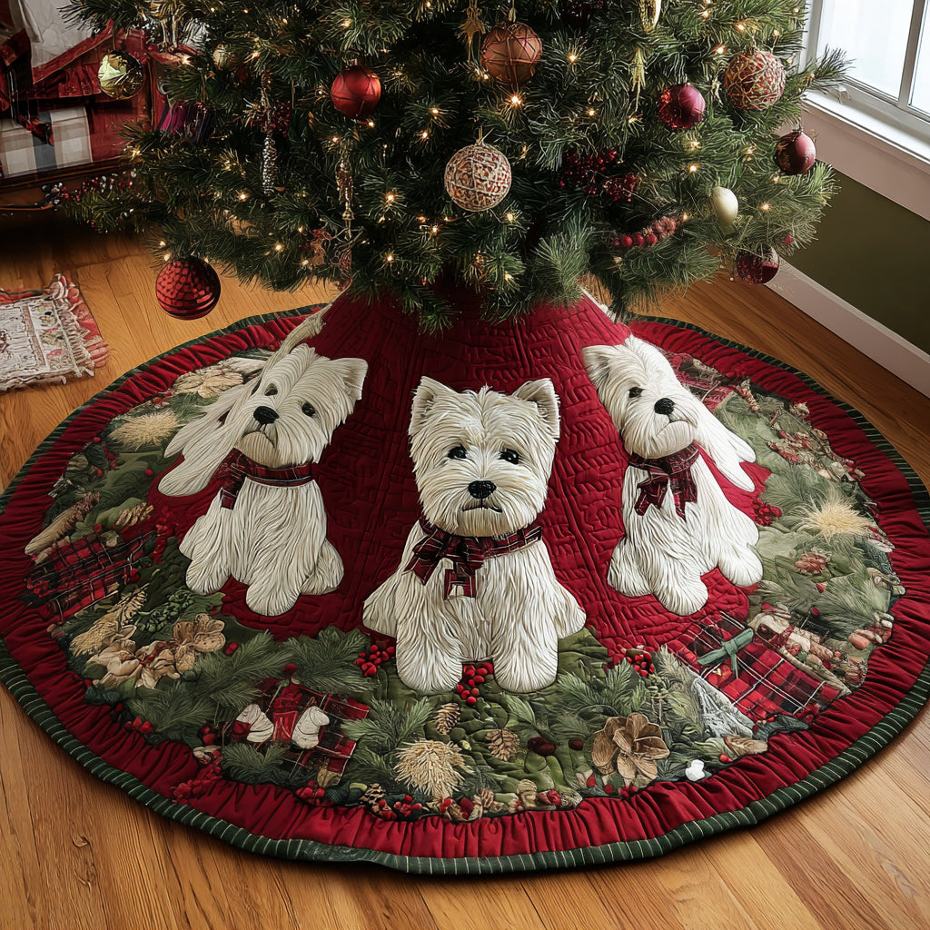 Santa Little Westie Quilted Christmas Tree Skirt NCU0DV8101