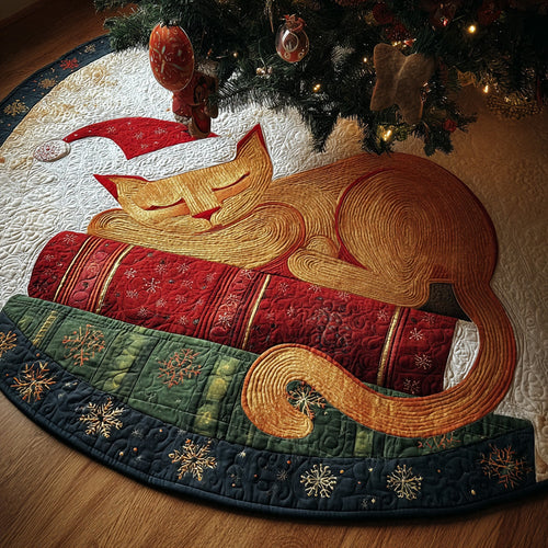 Santa Nap Christmas Quilted Tree Skirt NCU0VL2981