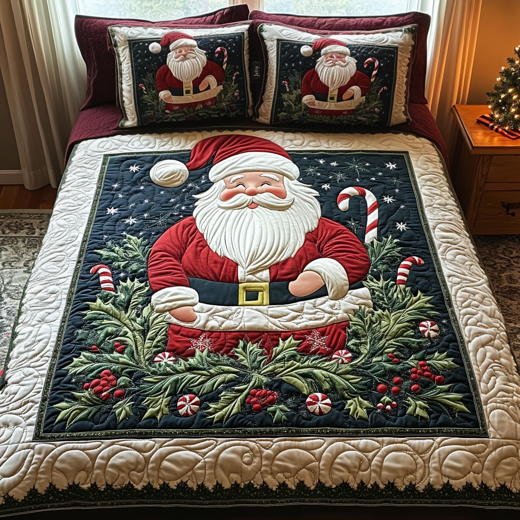 Santa Sleigh Adventure 3-Piece Quilted Bedding Set NCU0DV1727