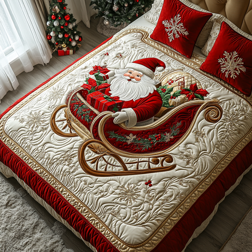 Santa Sleigh Ride 3-Piece Quilted Bedding Set NCU0DV2172