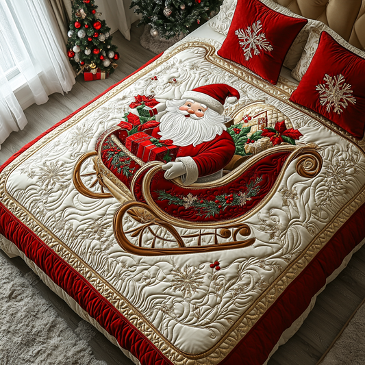 Santa Sleigh Ride 3-Piece Quilted Bedding Set NCU0DV2172