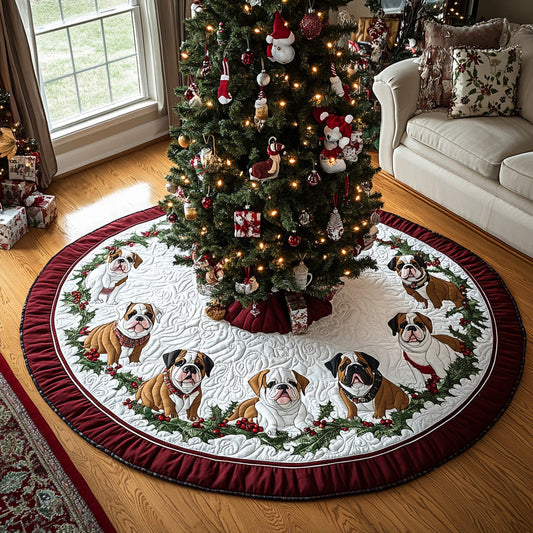 Santa Stocky Helper Quilted Christmas Tree Skirt NCU0DV7969