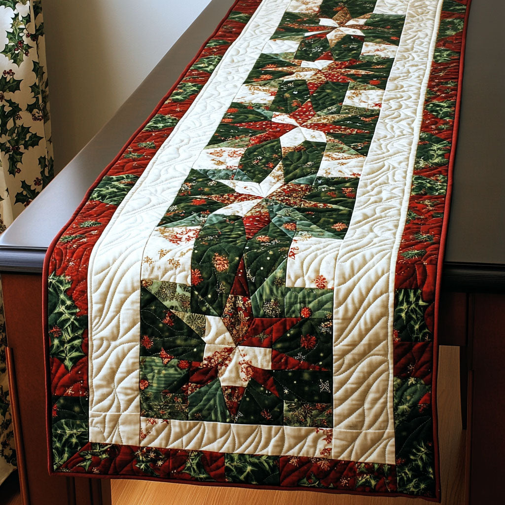 Santas Festive Sleigh Quilted Table Runner NCU0PT1643