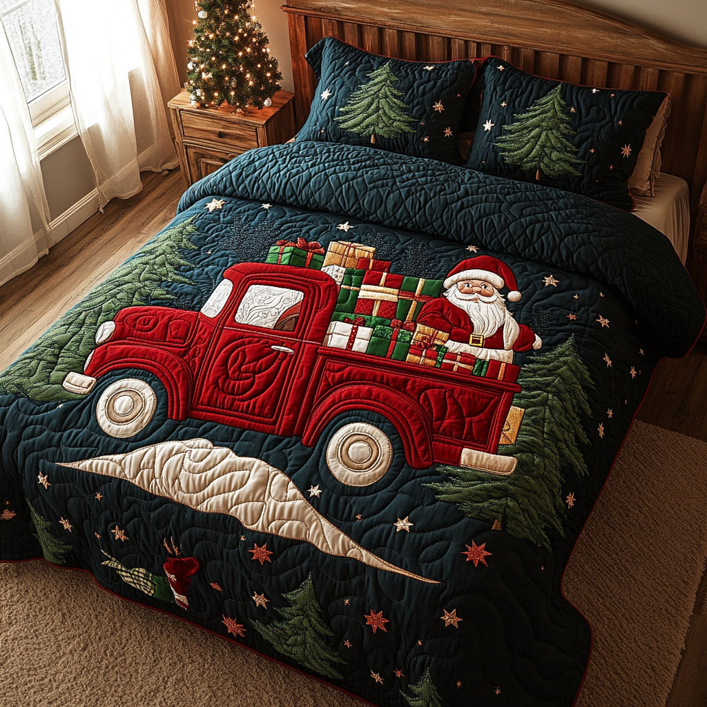 Winter Joy Santa 3-Piece Quilted Bedding Set NCU0NTD890