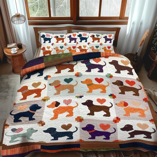 Sausage Dog Snuggles 3-Piece 3-Piece Quilted Bedding Set NCU0DV051