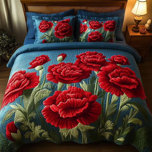 Scarlet Petals of Ohio 3-Piece Quilted Bedding Set NCU0PT6186