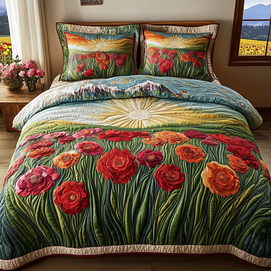 Scarlet Radiance 3-Piece Quilted Bedding Set NCU0DV5022