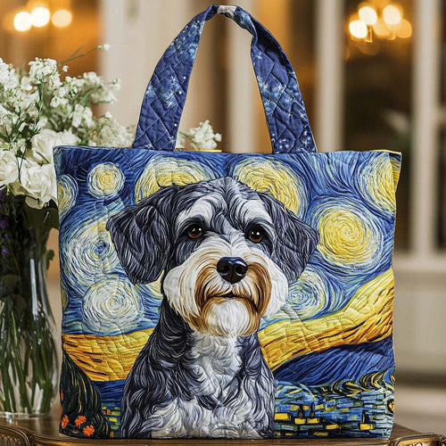 Schnauzer Starry Night Quilted Tote Bag NCU0NT9778