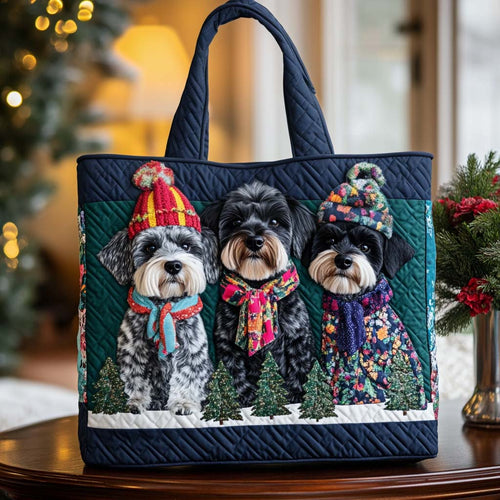 Schnauzer Winter Style Quilted Tote Bag NCU0NT9781