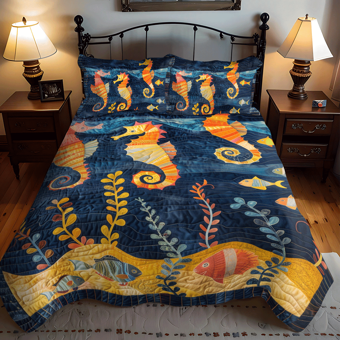 Sea Jewel 3-Piece Quilted Bedding Set NCU0TH1258