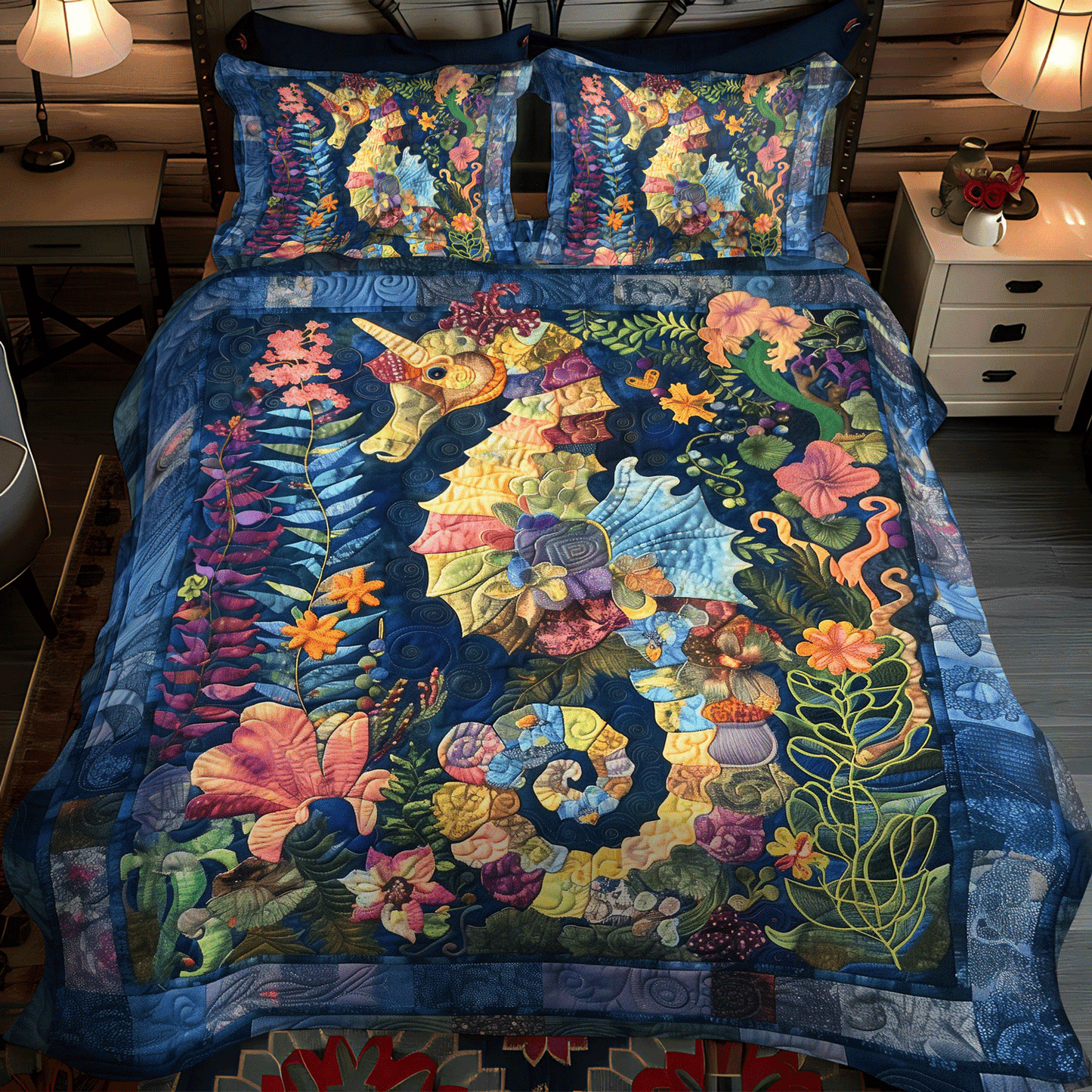 Sea Spirits 3-Piece Quilted Bedding Set NCU0TH1266