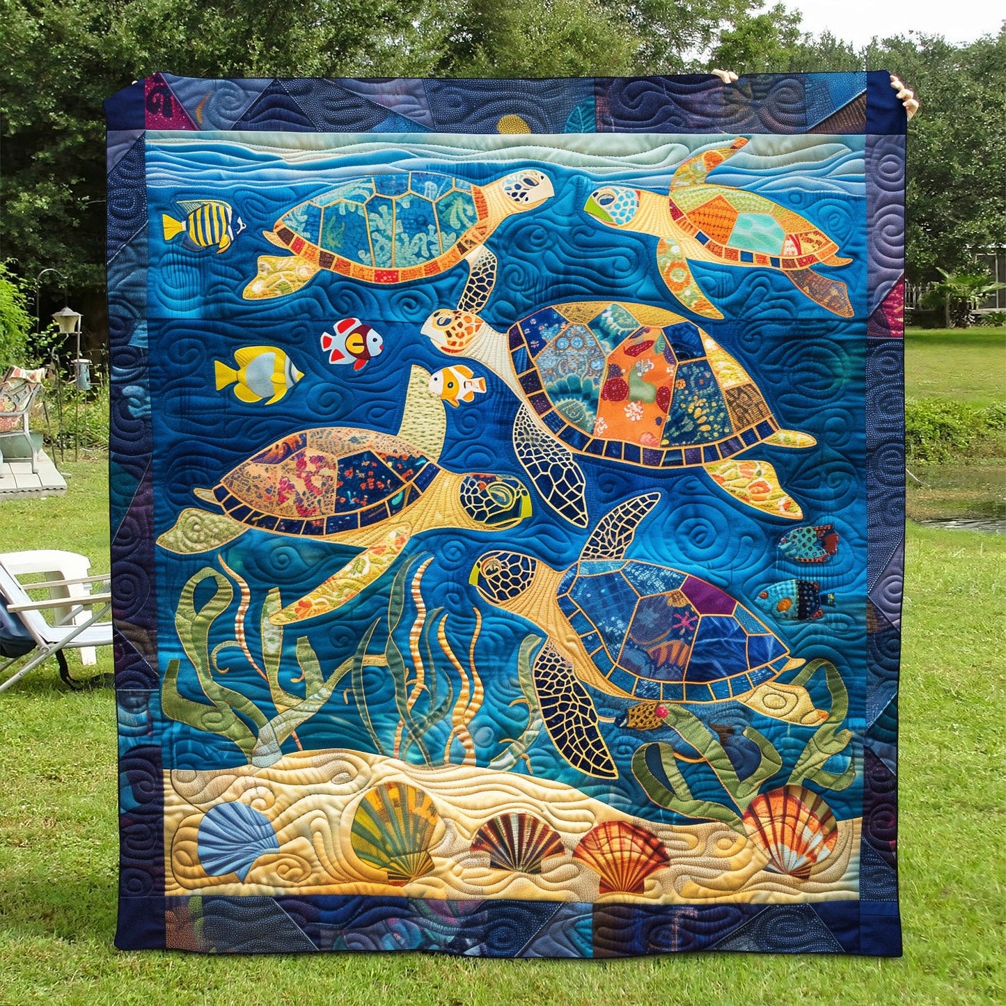 Sea Turtle Gala Quilted Blanket NCU0TH1193