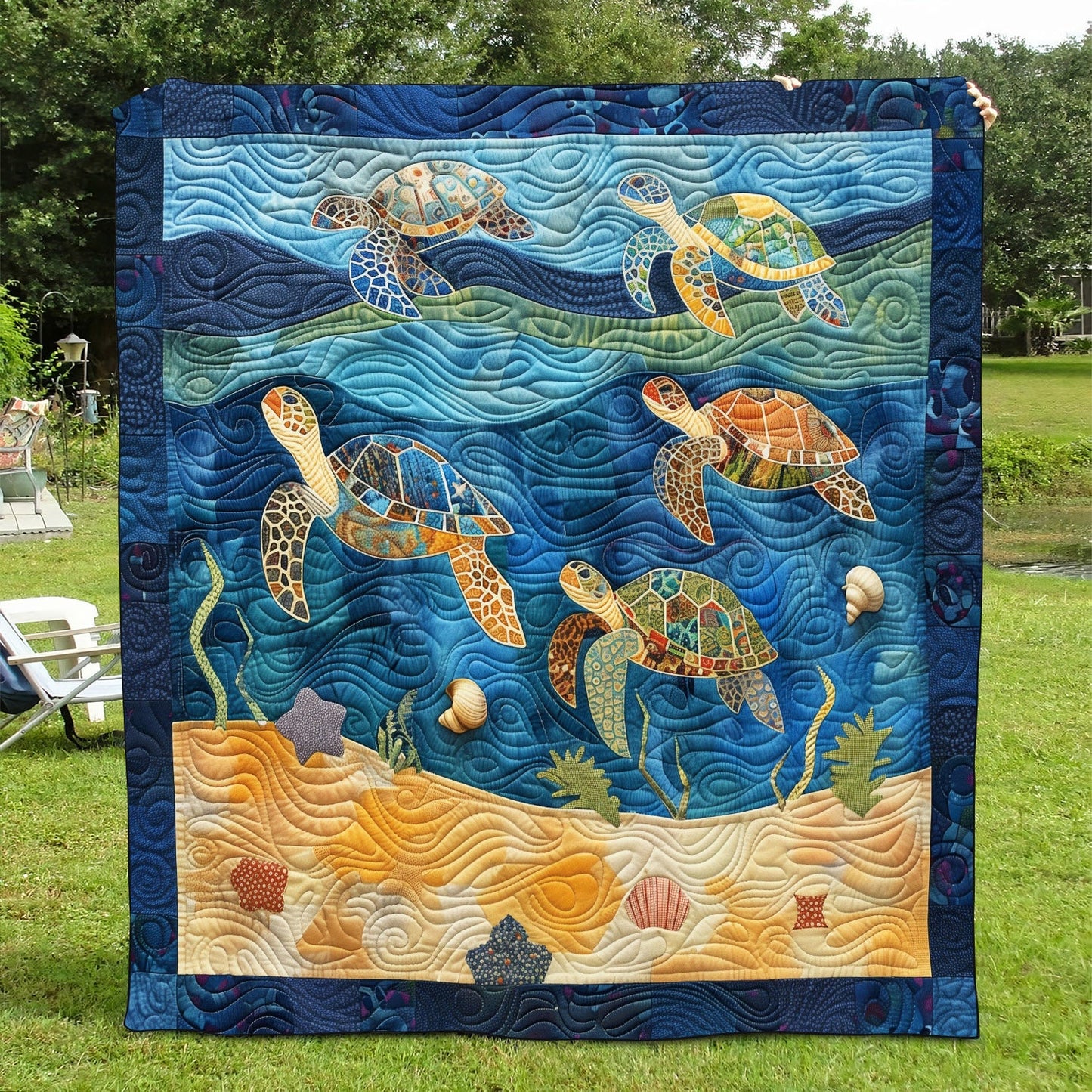 Sea Turtle Playground Quilted Blanket NCU0TH1190
