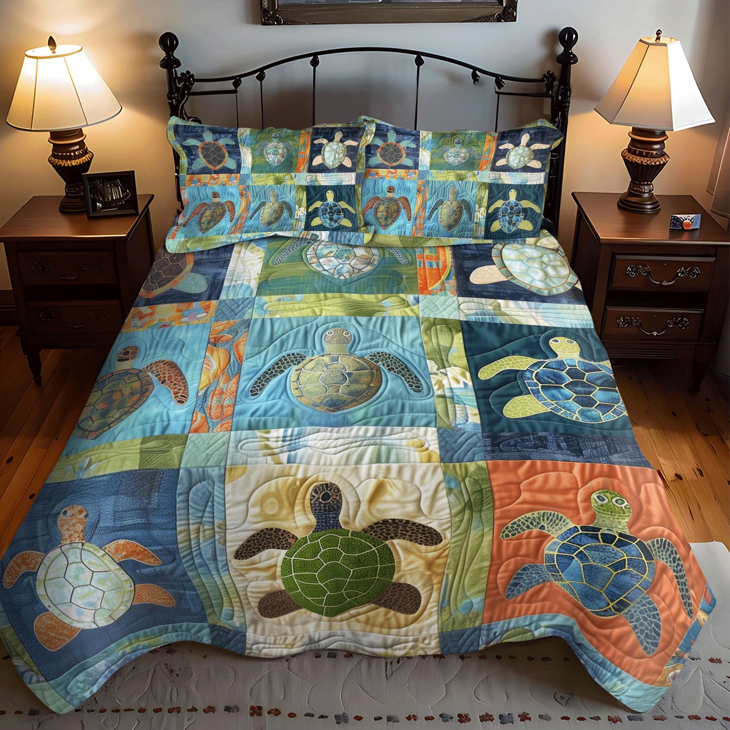 Sea Turtle Treasure 3-Piece Quilted Bedding Set NCU0TL764