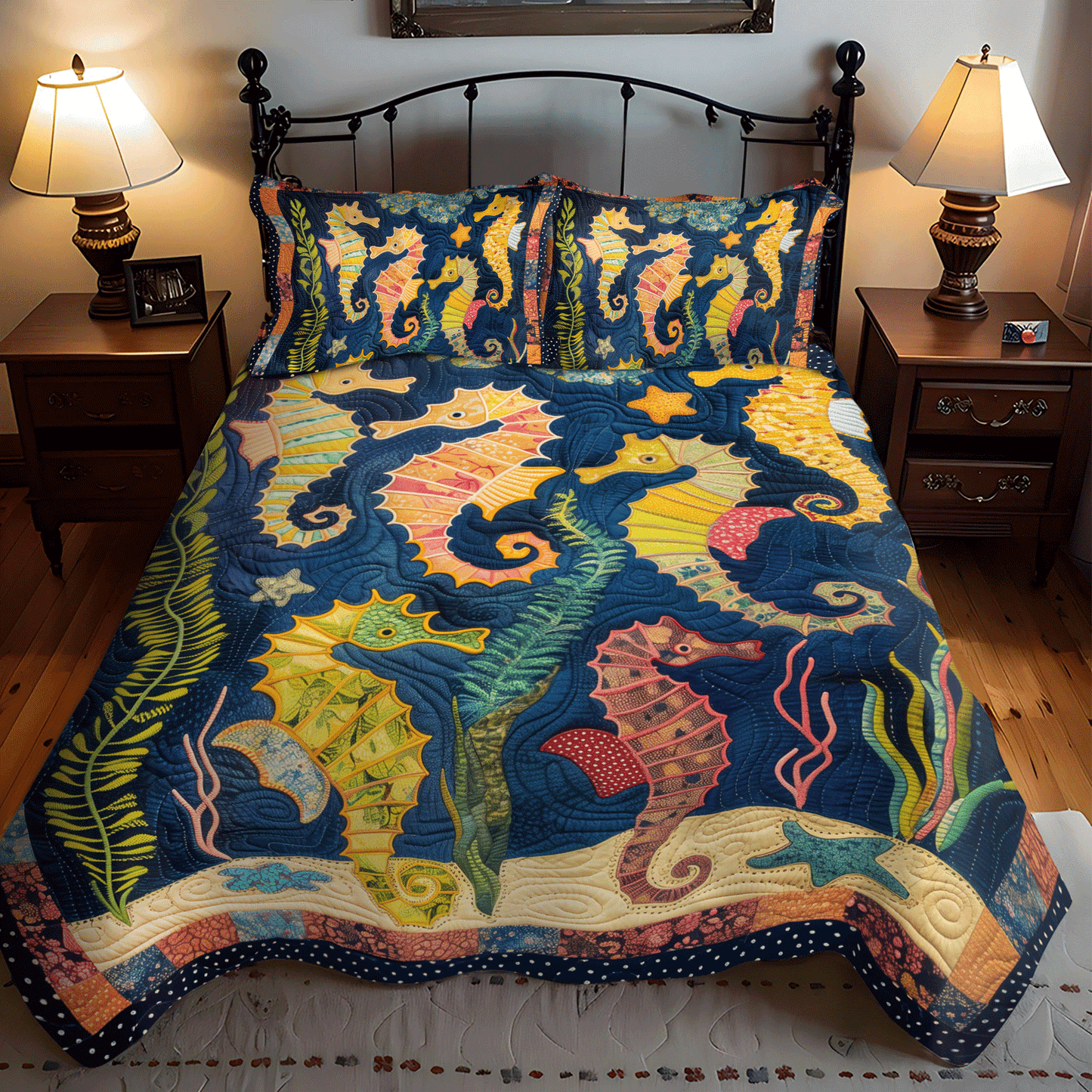 Seahorse Paradise 3-Piece Quilted Bedding Set NCU0TH1261