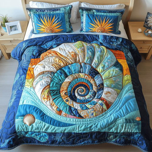 Seashell Glow Quilted Bedding Set NCU0TH2684