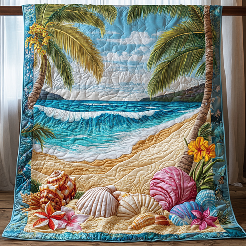 Seashell Shoreline Quilted Blanket NCU0VL2691