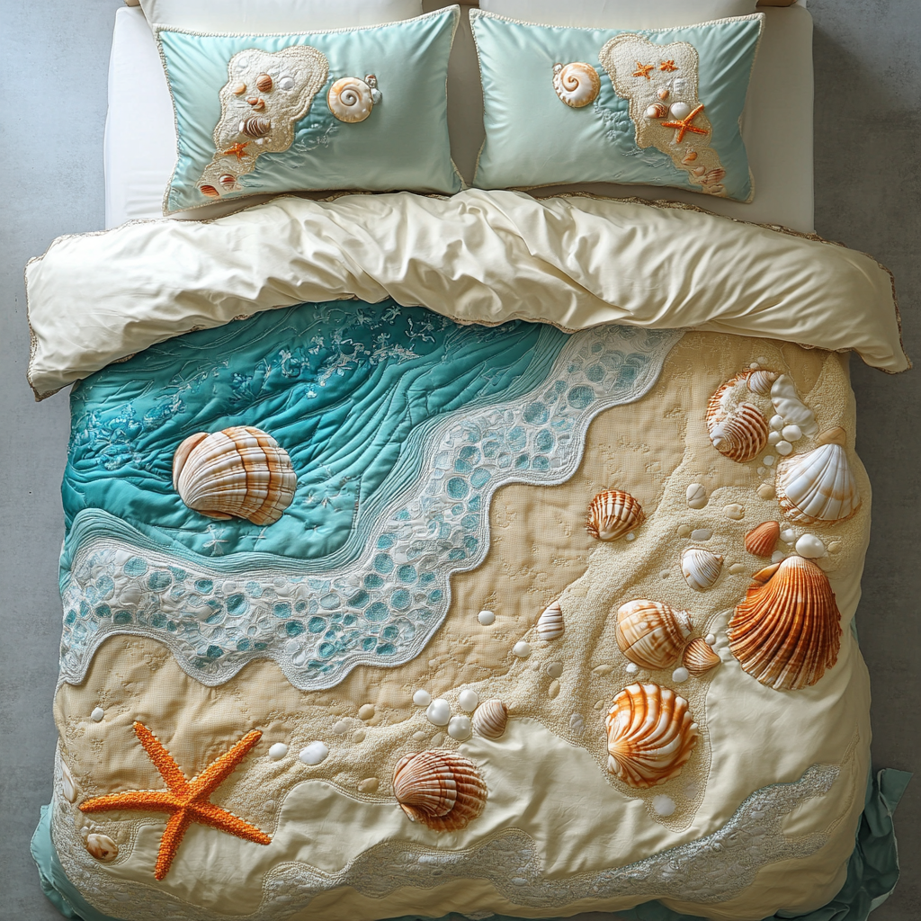 Seahorse Paradise 3-Piece Quilted Bedding Set NCU0TH1261