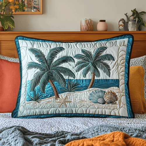 Seashells Palm Quilted Bedding Pillow Case NCU0DV4786