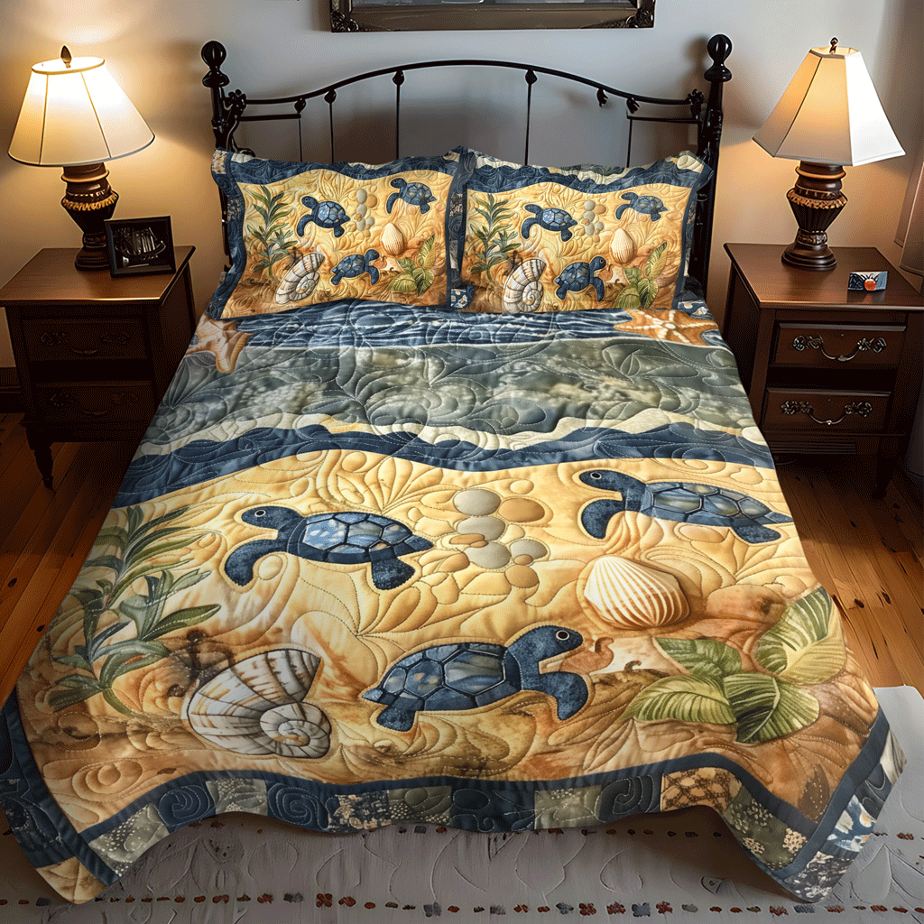 Seaward Hatchlings 3-Piece Quilted Bedding Set NCU0TH1334