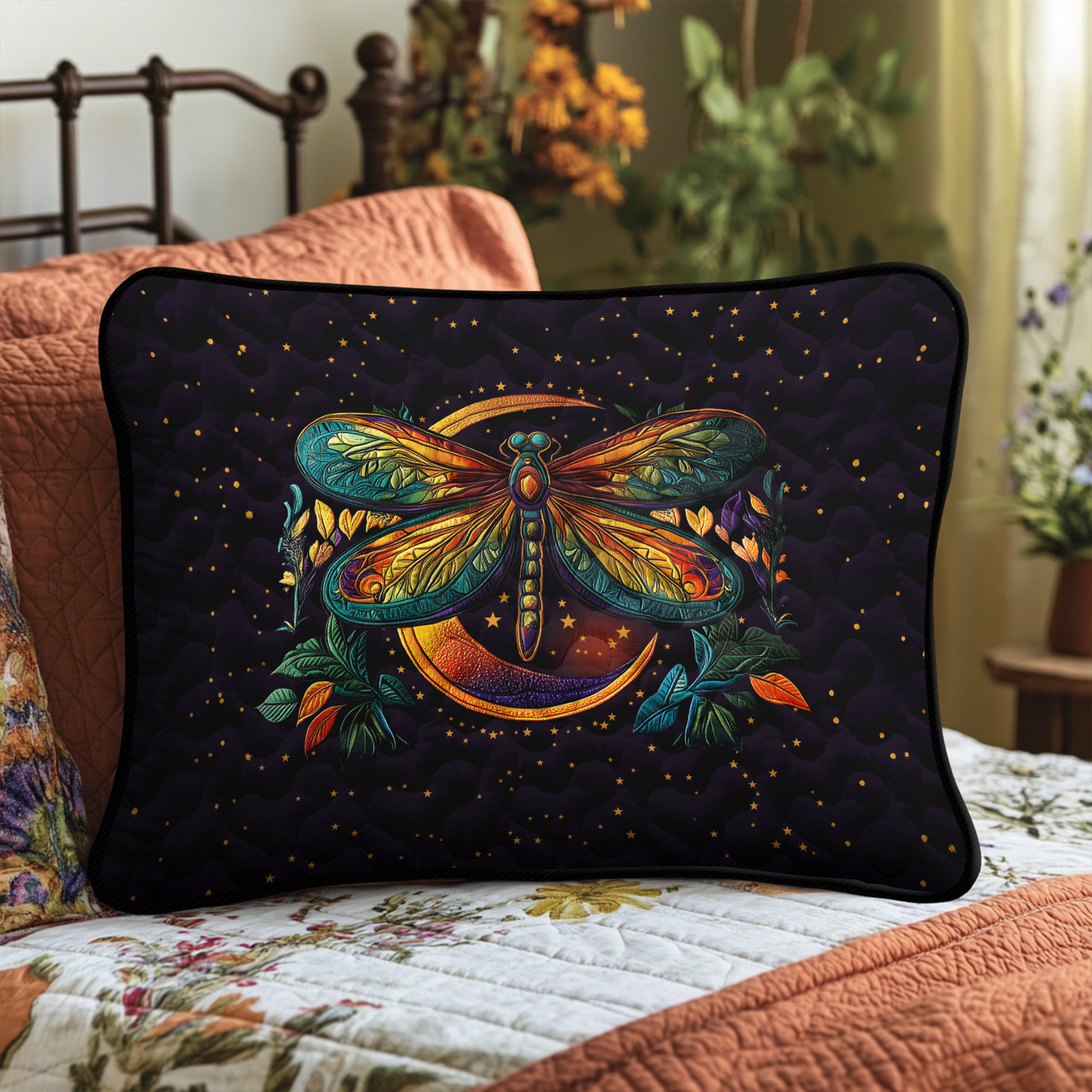 Serene Dragonfly Quilted Bedding Pillow Case NCU0DK4179