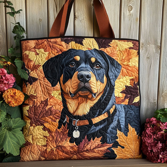 Shadow Rottweiler Quilted Tote Bag NCU0PT8979