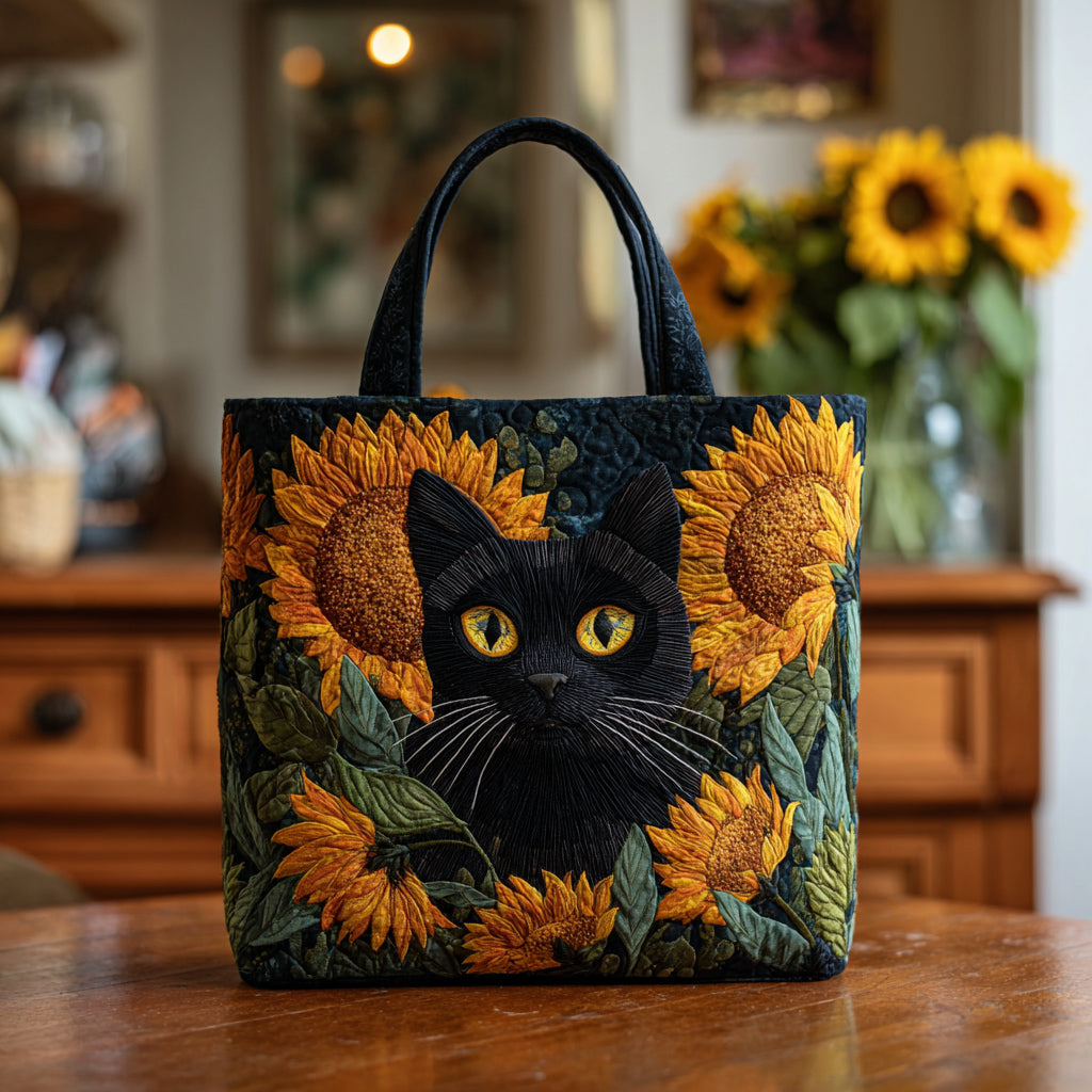 Shadow Sunflower Quilted Tote Bag NCU0HH698