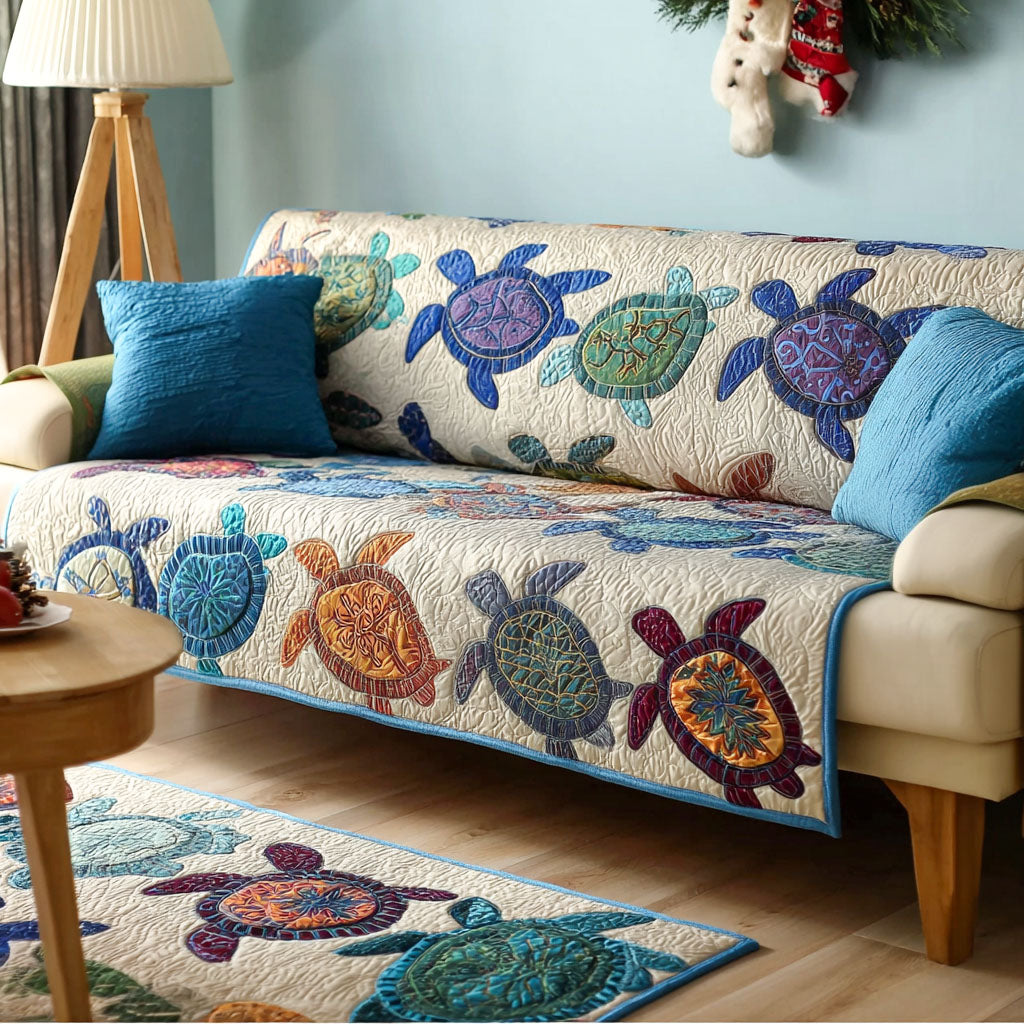 Shell Serenade Quilted Sofa Cover NCU0PT9695