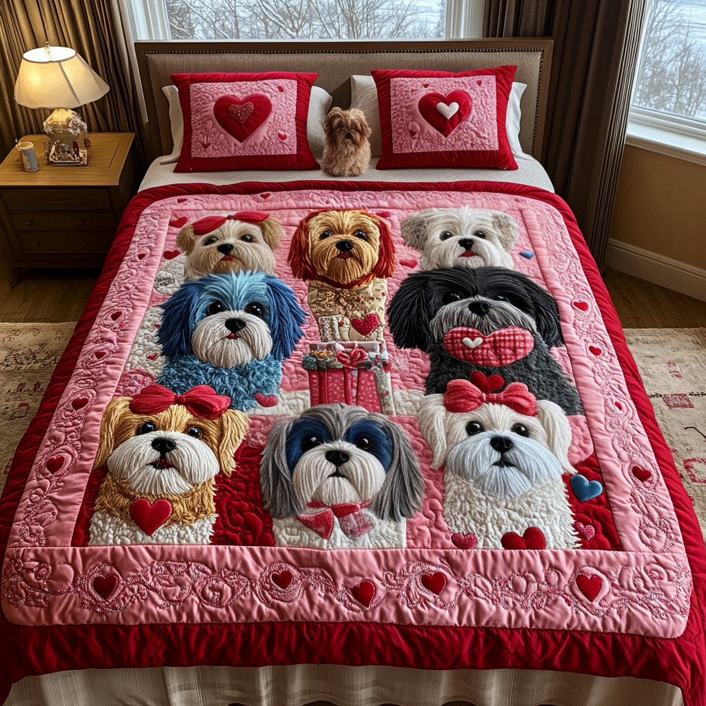 Shih Tzu Garden Quilted Blanket NCU0DK455 main image 1