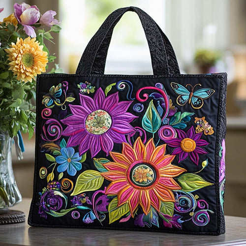 Shining Sunflower Hug Quilted Tote Bag NCU0NT8469