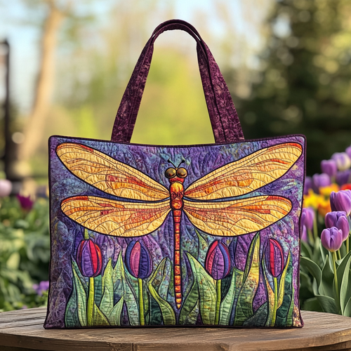 Shiny Dragonfly Quilted Tote Bag NCU0DK8829