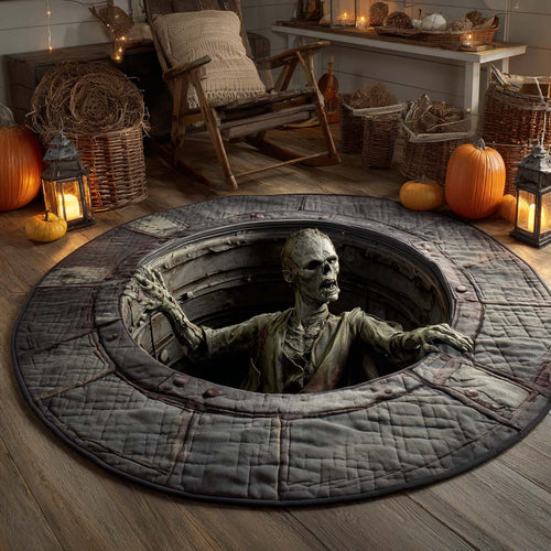 Skeleton Rising Quilted Round Mat NCU0XD958