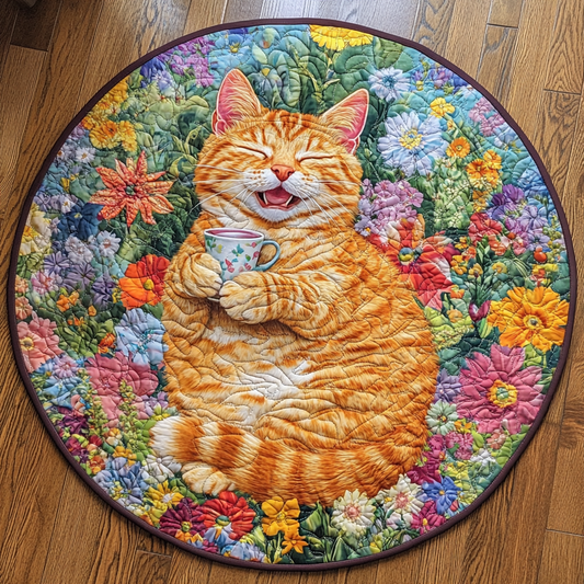 Sleepy Cat Quilted Round Mat NCU0VH4615