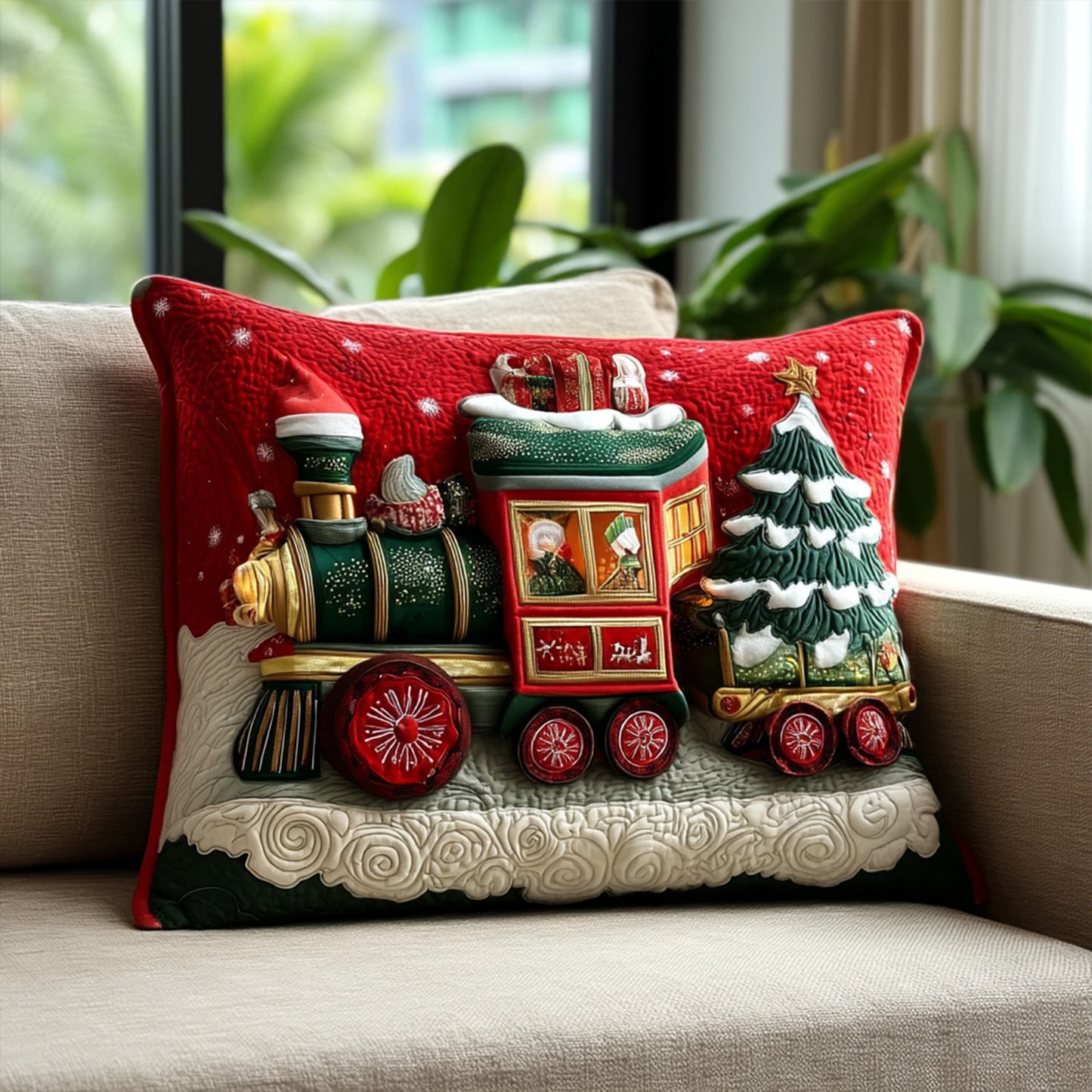 Sleigh-on-Rails Quilted Pillow Case NCU0PT9129