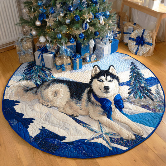 Snow Husky Quilted Round Mat NCU0TD851