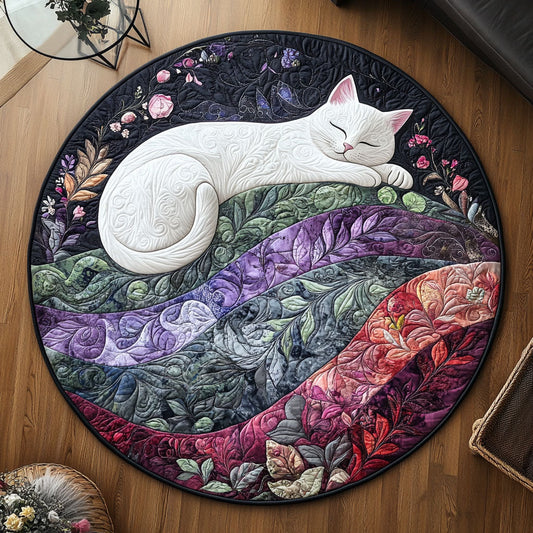 Snowflake Feline Quilted Round Mat NCU0PT7293