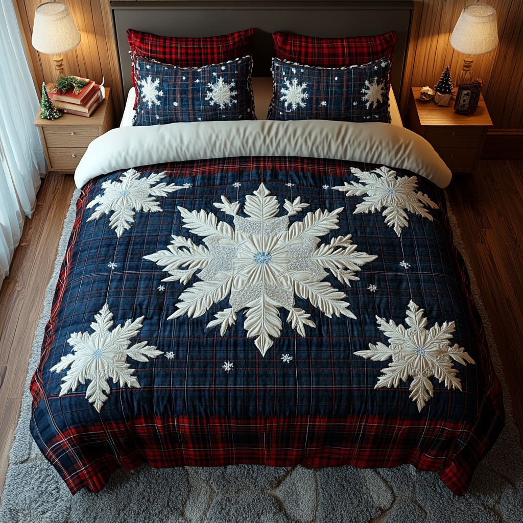 Snowflake Gift 3-Piece Quilted Bedding Set NCU0PT2200