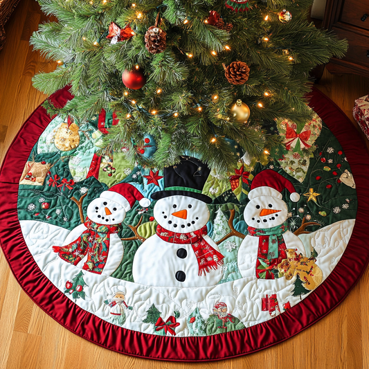 Snowman Charm Christmas Quilted Tree Skirt NCU0DK10474