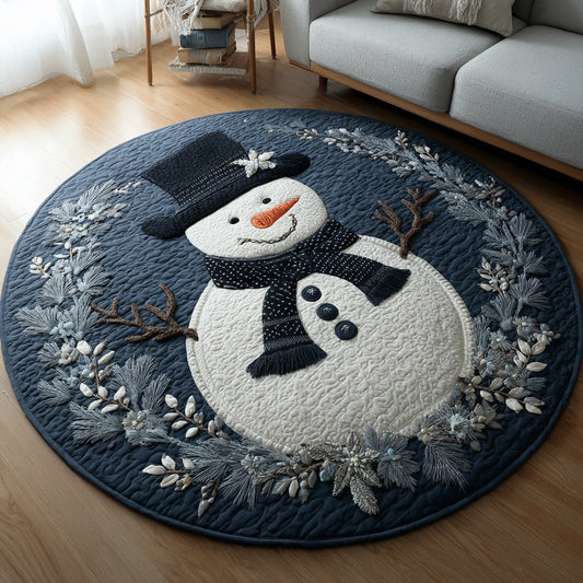 Snowman Wreath Quilted Round Mat NCU0HH285